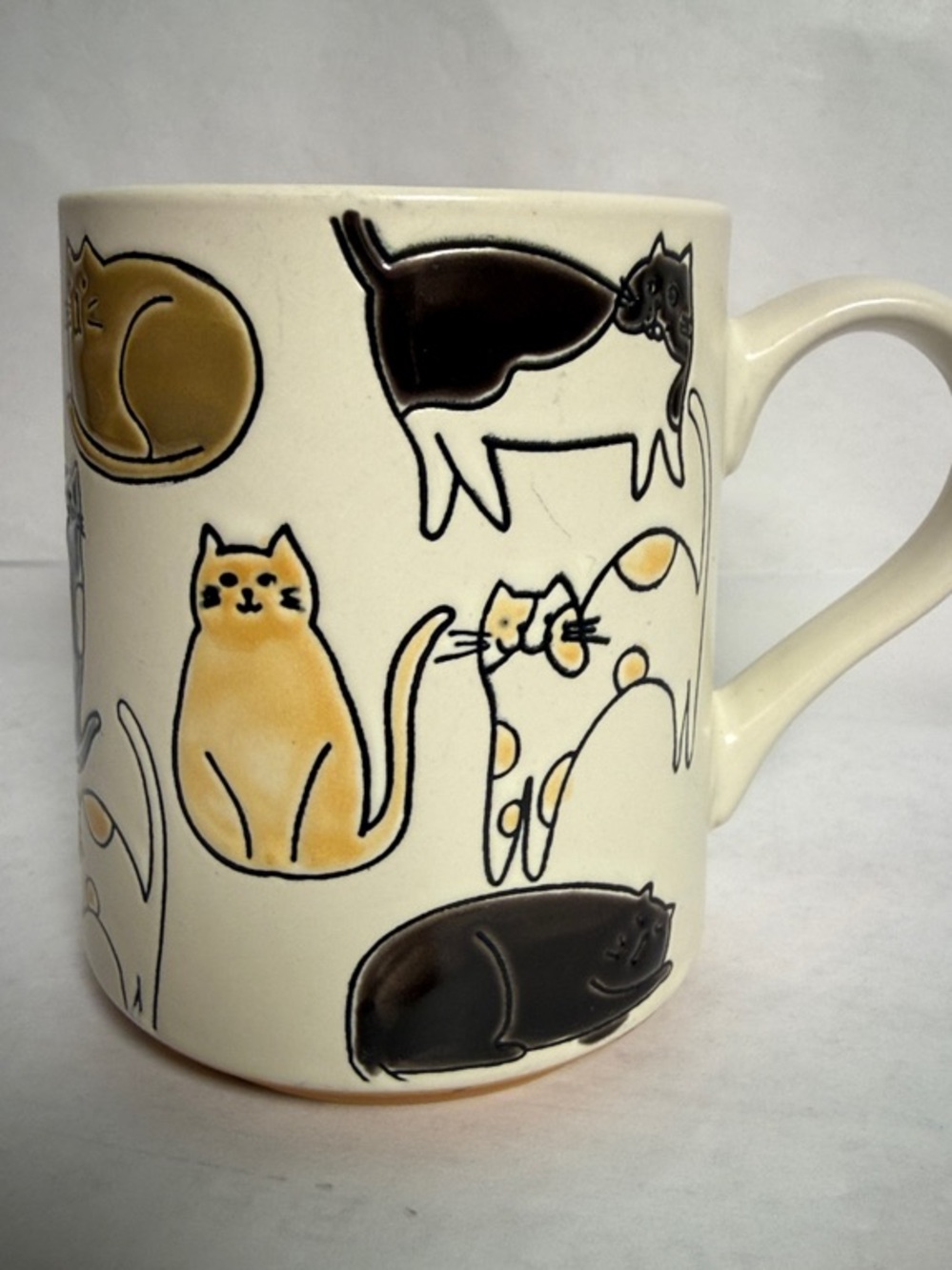 Crazy Cat Lady spectrum Cat Pattern Ceramic Mug in Cream and Black 12 oz